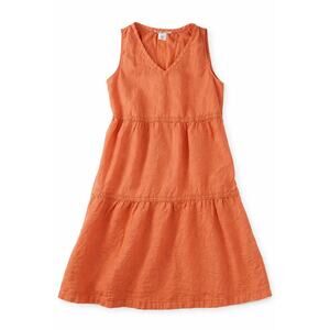 Lucky Brand Orange Linen Tiered Sleeveless Dress Womens XS Boho Summer
